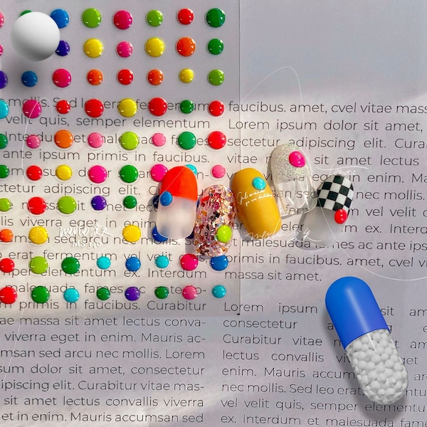 Jelly Style Nail Stickers, Colorful Dots Nail Decals, Colorful Alphabet Nail Decals, Letters Nail Stickers, DIY Nails