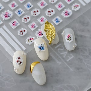 Boho Nail Stickers, Nail Decal Art, Manicure Stickers, 5D Embossed, DIY Nails