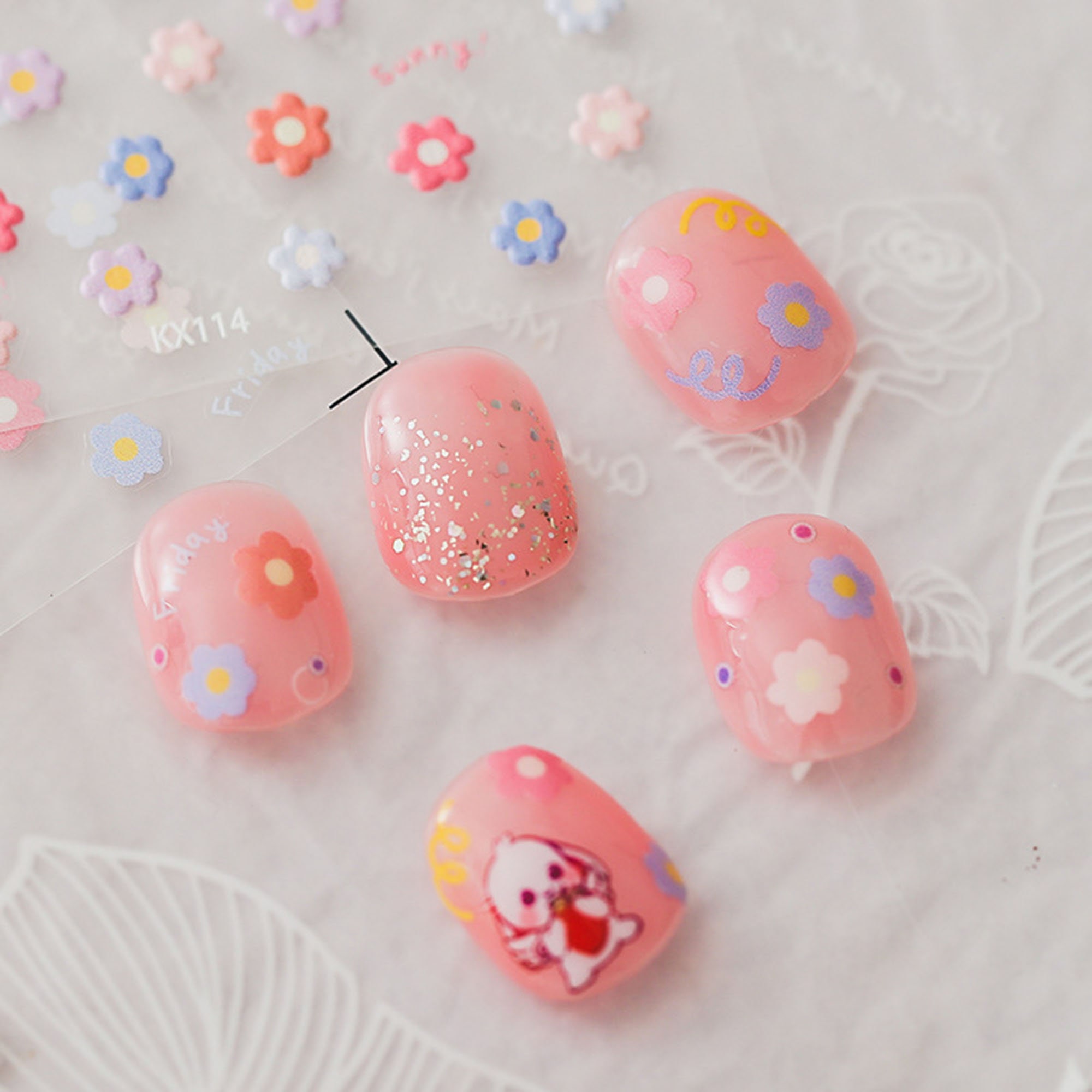 Flower Nail Sticker Nail Decals Art Cute Nail Stickers - Etsy