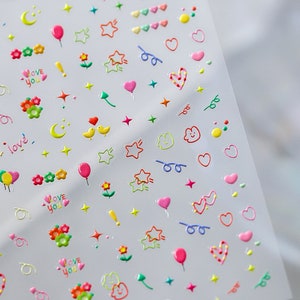 Cute Nail Stickers Cute Nail Art Kawaii Nail Decal Star - Etsy