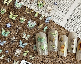 Dainty Butterfly Nail Stickers, Butterfly Nail Decals, Butterfly Nail Art, 3D Nail Stickers, Self-Adhesive Nail Stickers, DIY Nails