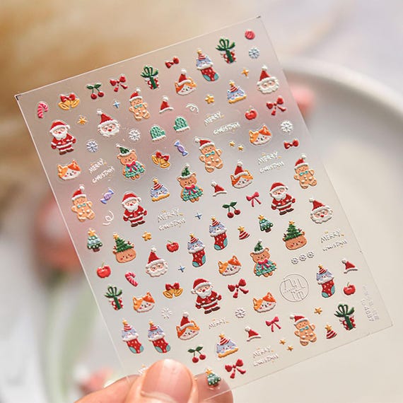 10 Blatt Weihnachts-Nagelsticker – Selbstklebend, Verschiedene Motive, Für Nail Art & Deko