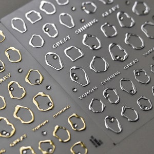 Gold/Silver Frame Nail Stickers, Gold/Silver Nail Decals With Rhinestones, Nail Decal Art, Frame Nail Decals, DIY Nails