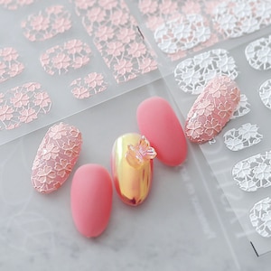Flower Nail Stickers, Nail Decals, Nail Art Stickers, Nail Design Stickers, 5D Embossed, DIY Nails