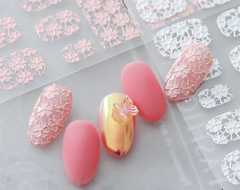 Bloem nagelstickers, nagelstickers, nail art-stickers, nageldesignstickers, 5D-reliëf, doe-het-zelfnagels