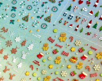 Christmas Nail Stickers, Christmas Nail Decals, Christmas Tree Nails, Gingerbread Nail Decals, Santa Nail Stickers, DIY Nails