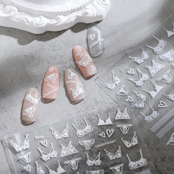 激安ネイル♡しー Cute Nail Stickers, Underwear Nail Decals, Sexy Nail Decals, DIY