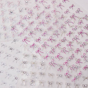 Gold/Silver Bowknot Nail Sticker With Crystals, Bowknot Nail Decals, Gold/Silver Nail Stickers, Nail Decals, DIY Nails