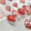 Strawberry Nail Stickers, Nail Decal Art, Strawberry Nail Decals, Cute Nail Stickers, Kawaii Nail Stickers, 5D Embossed product logo