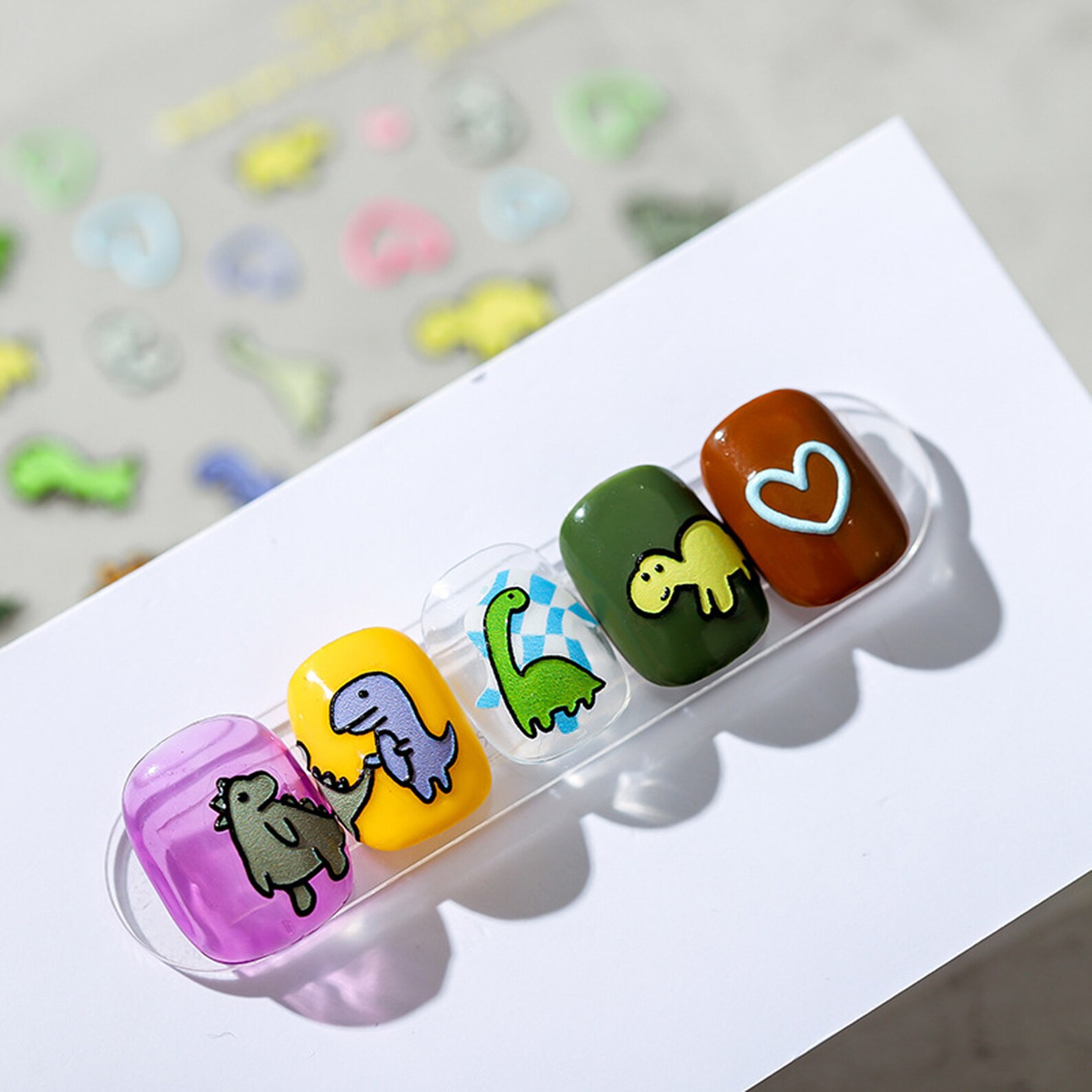 Dinosaur Nail Stickers Cartoon Nail Decals 5D Embossed Nail Etsy