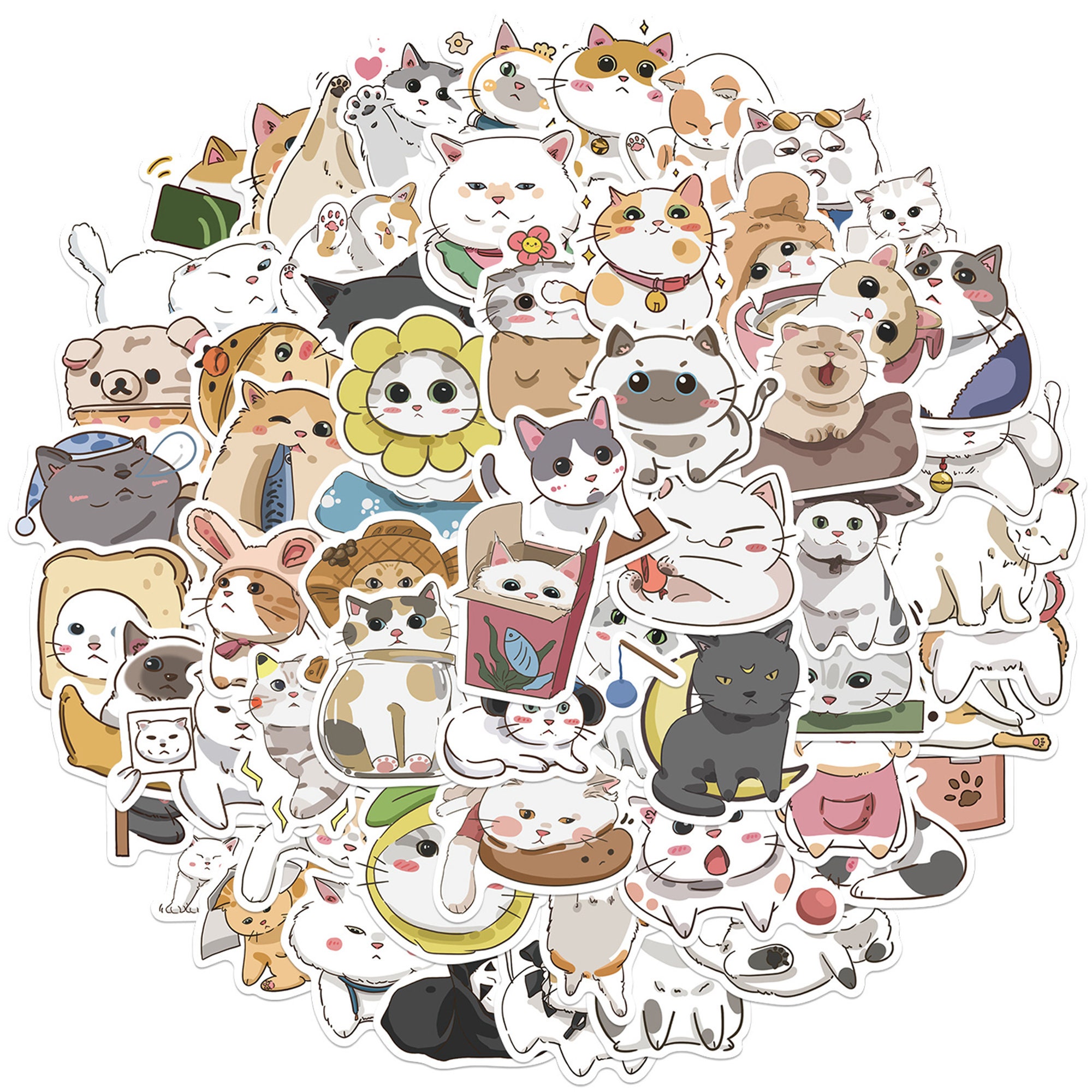 Cute Stickers Lindas Calcomanías De Gato Para Botellas De Agua Para Niños Pegatinas Gatos