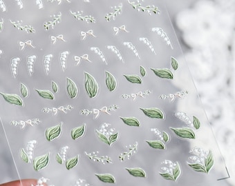Flower Nail Sticker, Leaf Nail Decal Art, Nail Design Stickers, Nail Art Decal, Kawaii Nail Stickers, DIY Nails