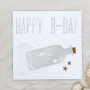 Karte zum Geburtstag | Flaschenpost | maritim | Happy Birthday
