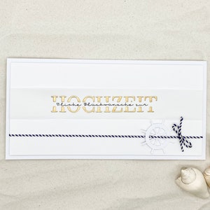 Karte zur Hochzeit | Hochzeitskarte | Glückwunschkarte zur Hochzeit | Embossing | maritime Karte | elegante Hochzeitskarte