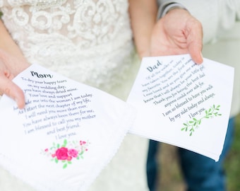Handmade Personalized Hanky for Bride, Wedding Day Memento, Father of The Bride Gift, Groomsmen Gift, Pocket Square, Wedding Napkins