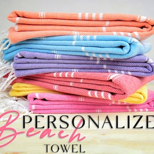 Personalized Turkish Beach Towel, Bachelorette Party, Bridesmaid Gift, Monogrammed Bath Decor Towel, Turkish Beach Blanket, Employee Gifts