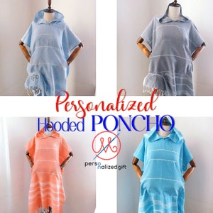 Personalized Unisex Poncho for beachwear or wetsuit, Unique Holiday Gift, Girls Trip Favors, Hostess Gift For Her, Mothers Day Gifts For Mom