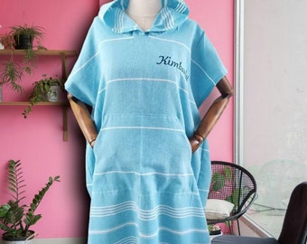 Personalized Gift Hooded Poncho Wetsuit Changing Towel, Beach Cover up, Unisex Surf Poncho, Embroidered Hoodie, Mothers Day Gifts For Mom