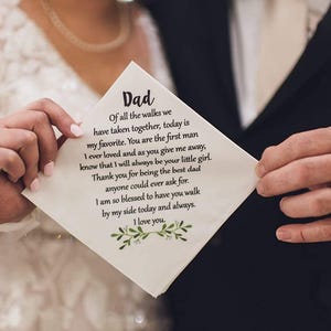 Pañuelo de novia personalizado, accesorio personalizado para el día de la boda, servilletas de boda bordadas, regalo para el padre de la novia, regalo para los padrinos de boda