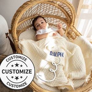 Custom Muslin Baby Blanket Personalized Baby Quilt Unique Gift for Newborn Gender Reveal Personalized Baby Name Blanket Gauze Blanket Etsy UK