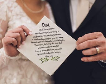 Wedding Handkerchief, Customized Wedding Day Accessory, Personalized Wedding Napkins, Father of The Bride Gift, Custom Tears Hanky