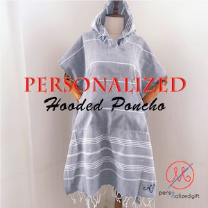 PERSONALIZED Hooded Poncho Unisex Beach Cover, Unique Holiday Gift, Girls Trip Favors, Hostess Gift For Her, Mothers Day Gifts For Mom