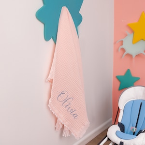 Manta de muselina para bebé, manta de regalo para recién nacido, manta de regalo para bautizo, regalo personalizado para bebé, regalo para nueva mamá, edredón de gasa.