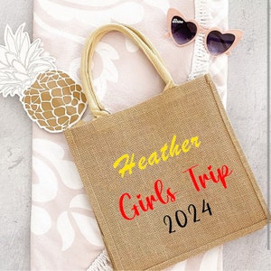 PERSONALIZED Jute Bag For Her, Unique Holiday Gift, Beach Tote Bag, Girls Trip Favors, Teacher Gifts, Hostess Gift, Nurse Tote Bag