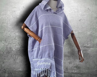 Personalized Gift Hooded Poncho, Custom Wetsuit Changing Towel, Beach Cover up, Unisex Surf Poncho, Mothers Day Gifts For Mom, Hostess Gift