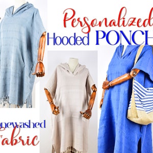 Personalized Hooded Poncho, Wetsuit Changing Robe, Beach Cover up, Unisex Surf Poncho, Unique Holiday Gift, Girls Trip Favors, Gifts For Mom