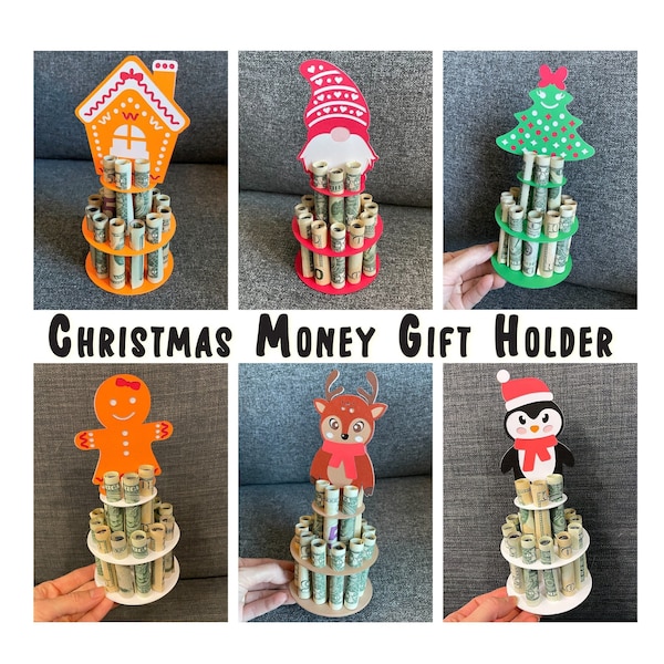 Money Gift Holder, Money Cake, Merry Christmas Money Cash Holder, 18 holes for money. Fun Gift Ideas. Creative Gift. Money Tree.