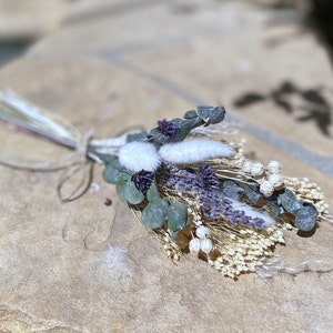 Handmade Mini Dried Flower Bouquet: Purple Eucalyptus Decor