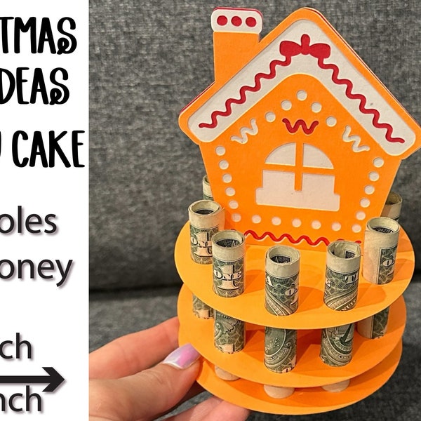 Money Gift Holder, Money Cake, Merry Christmas Money Cash Holder, 18 holes for money. Fun Gift Ideas. Creative Gift. Money Tree.