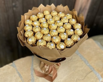 Ferrero Rocher Bouquet. Luxury Sweet Arrangement with chocolate. Perfect Gift. Cute gold Birthday gift. Handmade Chocolates bouquet