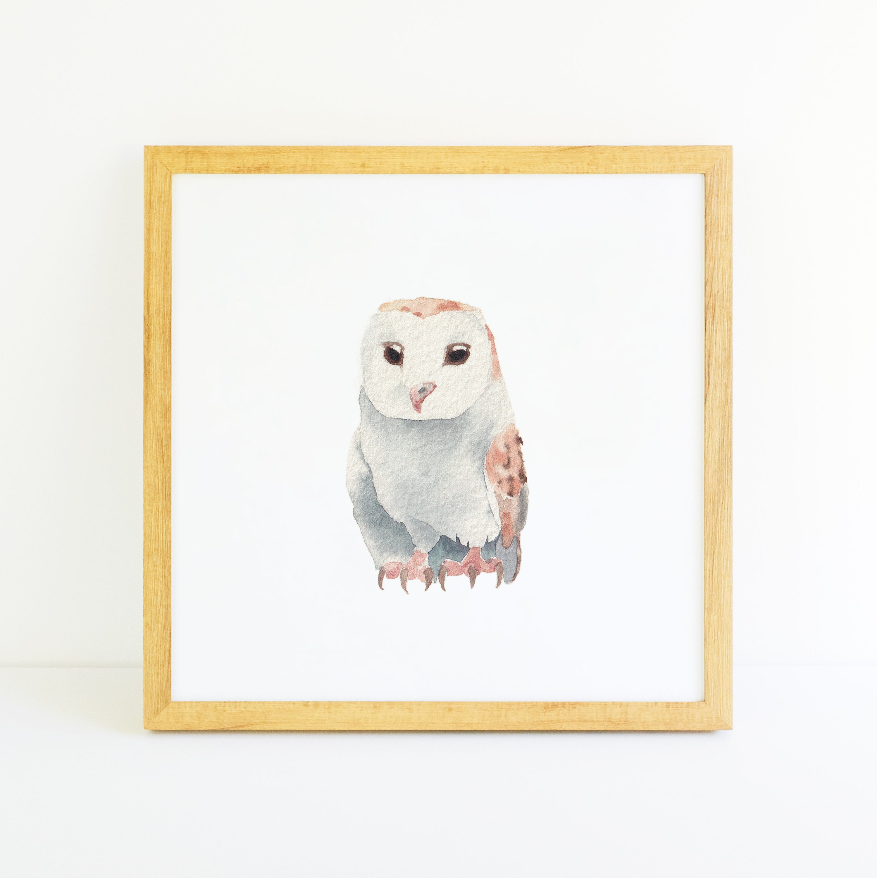 Barn Owl Art for Print, Digital Download, Woodland Baby Shower Decor, Owl Print, Owl Painting, Owl A