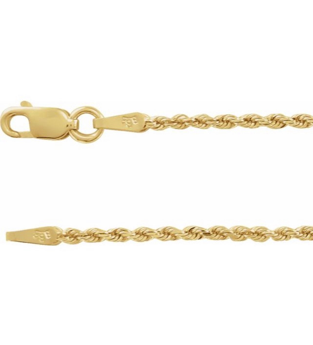 10k Yellow Gold Diamond Cut Rope Chain 