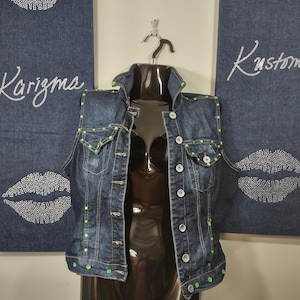 Green Rhinestone Vest 1X