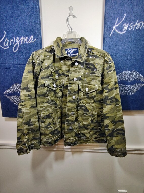 Camo Rhinestone Jacket M Etsy