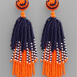 Game Day Earrings Orange/Navy Blue Astros, Auburn, Broncos