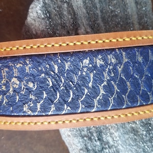 Blue & Gold Tilapia Leather Bracelet