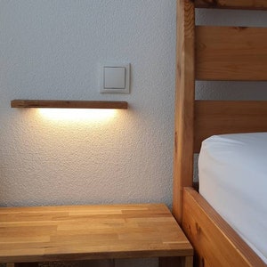 Wireless LED wall light / night light with battery / battery made of oak