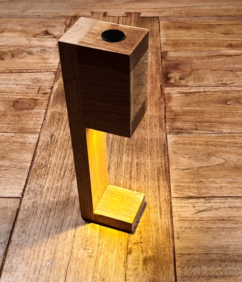 Lampe de table / Lampe de chevet / Chêne décolame avec batterie LED sans fil image 3