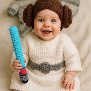 Baby Star Wars Princess Leia Outfit Sizes Newborn, 0-3,  3-6,  6-.9, 9-12 Months Photo Prop Costume. Handmade Crochet READY TO SHIP!