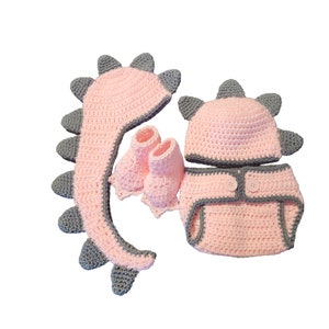 INCLUDES 2 OUTFITS! Baby Dinosaur Outfit Photo Prop Costume Size 0-3 Months Handmade Crochet Infant Custom Novelty Item READY to ship!!!
