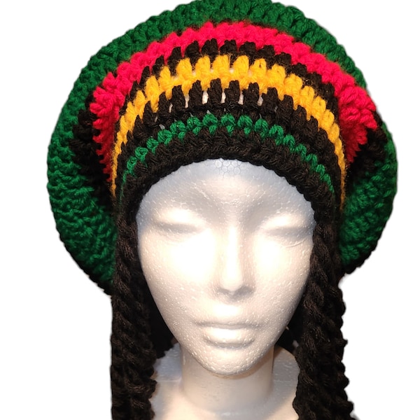 Rasta Hat with Dreads Hand Crocheted Bob Marley Ready to Ship!