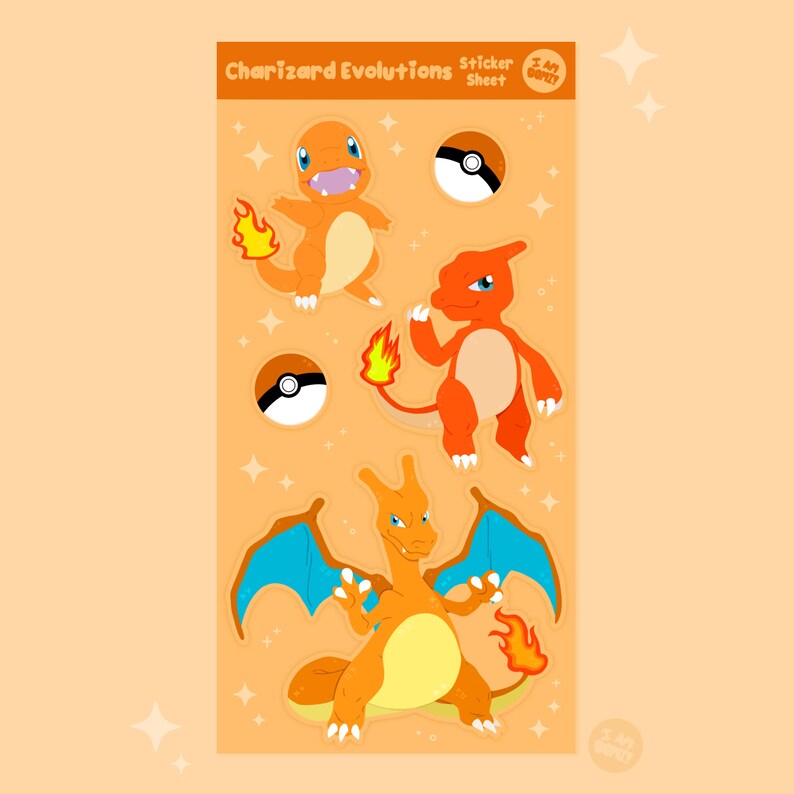 US ONLY/ Charizard Sticker Sheet - Etsy