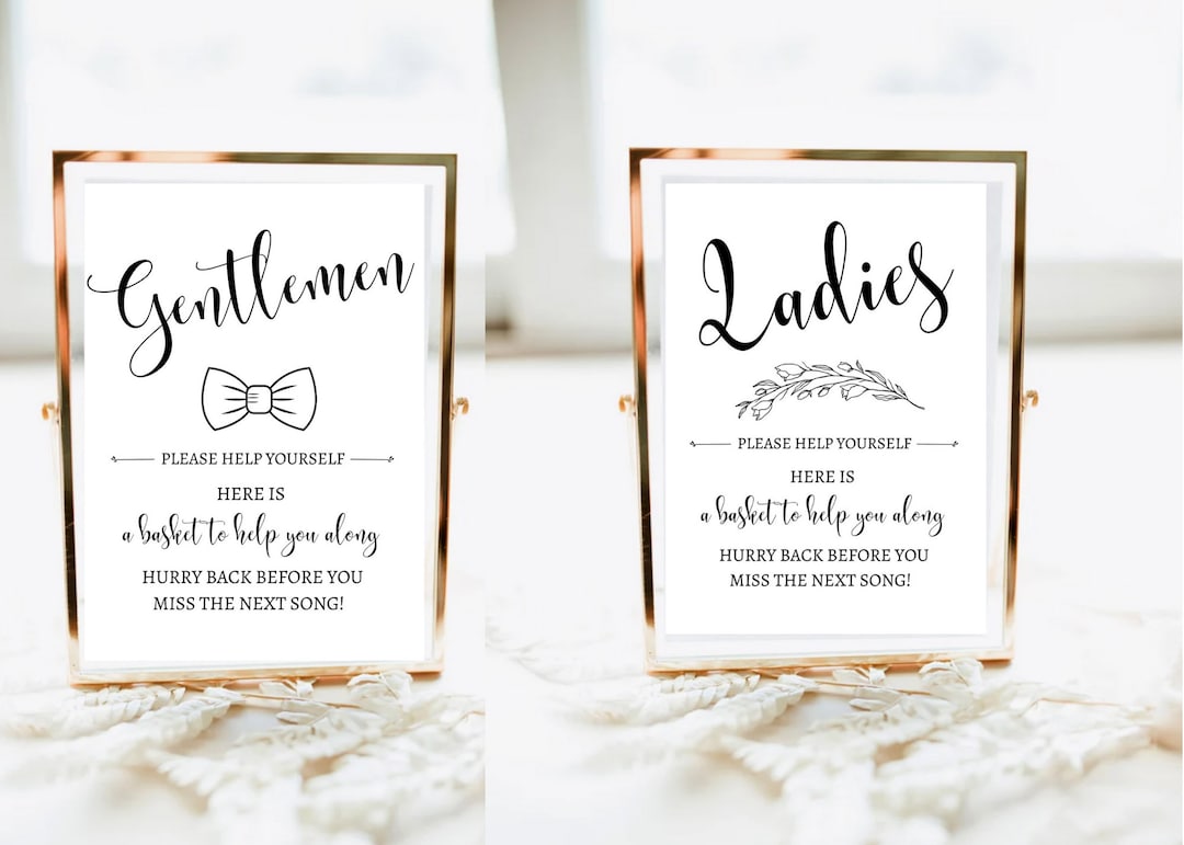 Wedding Amenity Basket Sign Ladies & Gentleman Restroom Sign Printable
