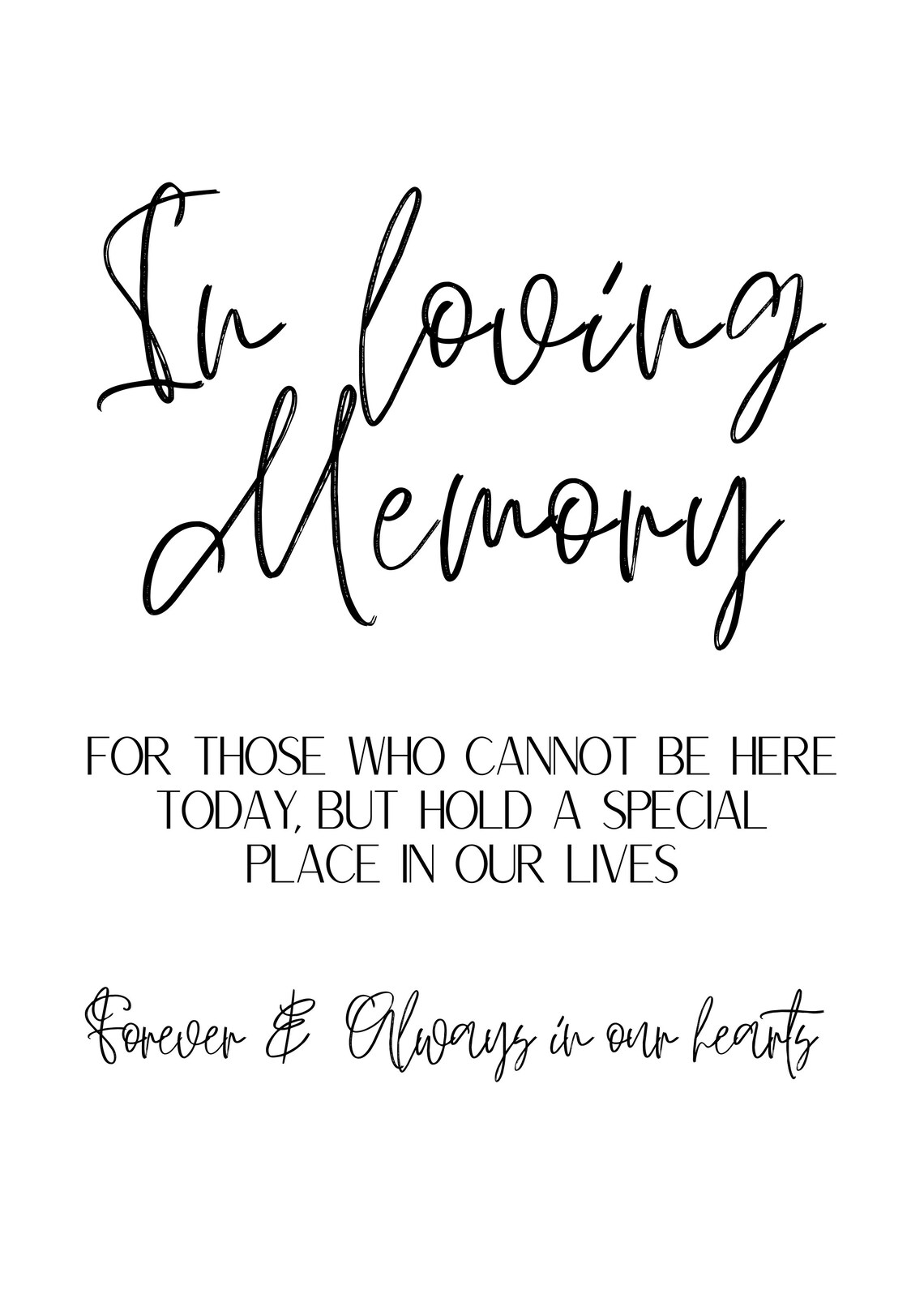 Memory Table Sign in Loving Memory Wedding Sign Instant Etsy
