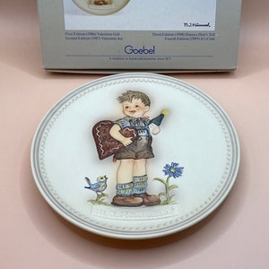 Vintage Hummel 1986 Valentine Joy 6 1/2&quot; Porcelain Collector Plate with Box from Goebel