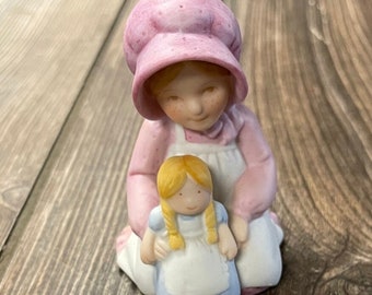 Holly Hobbie Little Mother Vintage 1980's Collectible Porcelain Figurine